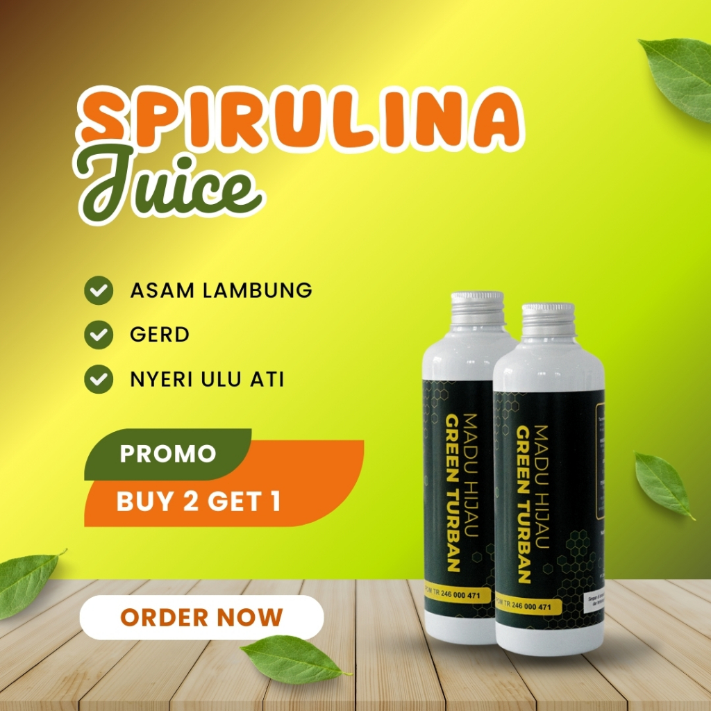 

2 Botol Juice Spirulina Jus Bantu Masalah Maag Gerd Asam Lambung Madu Hujau Green Turban