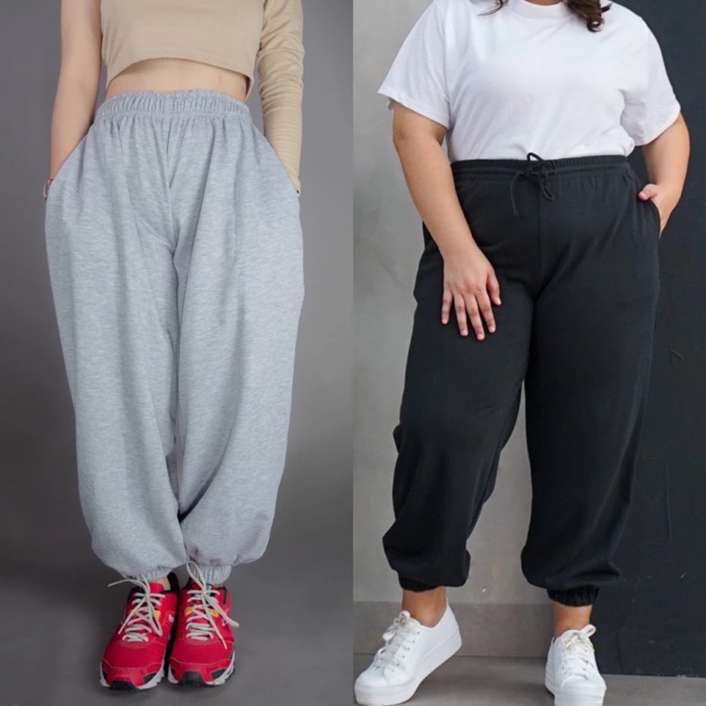 JOGGER BIGSIZE SWEATPANTS JOGGER JUMBO OVERSIZE HIGHWAIST PRIA WANITA KOREAN STYLE