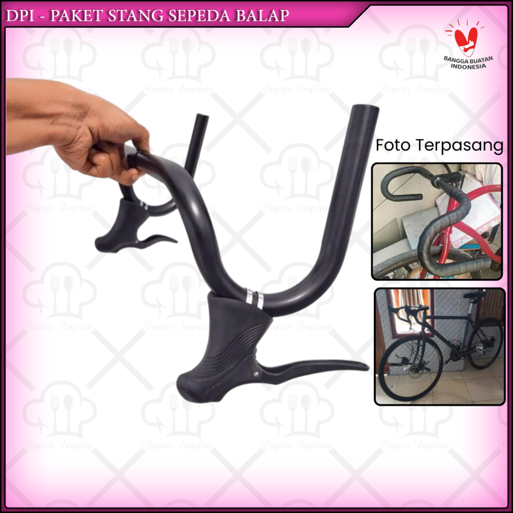 DPI - Paket Dropbar Stang Sepeda Balap Standar 25,4mm Fullset Setang Sepeda Balap Jadul Gravel Roadb
