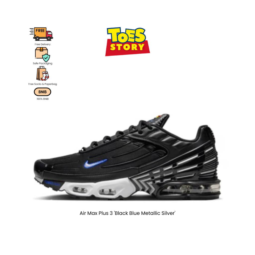 Sepatu Sneakers Nike Air Max Plus 3 'Black Blue Metallic Silver' BNIB Authentic 100%