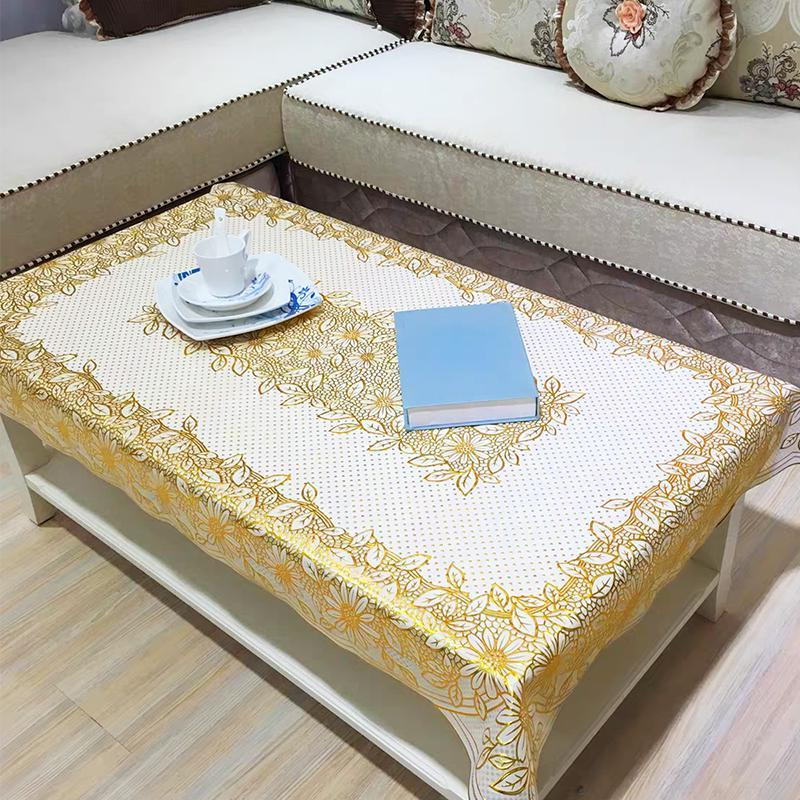 Taplak Meja Makan Tamu Panjang Roll Meteran Gold Pvc Waterproof/Panjang Kustom Meteran