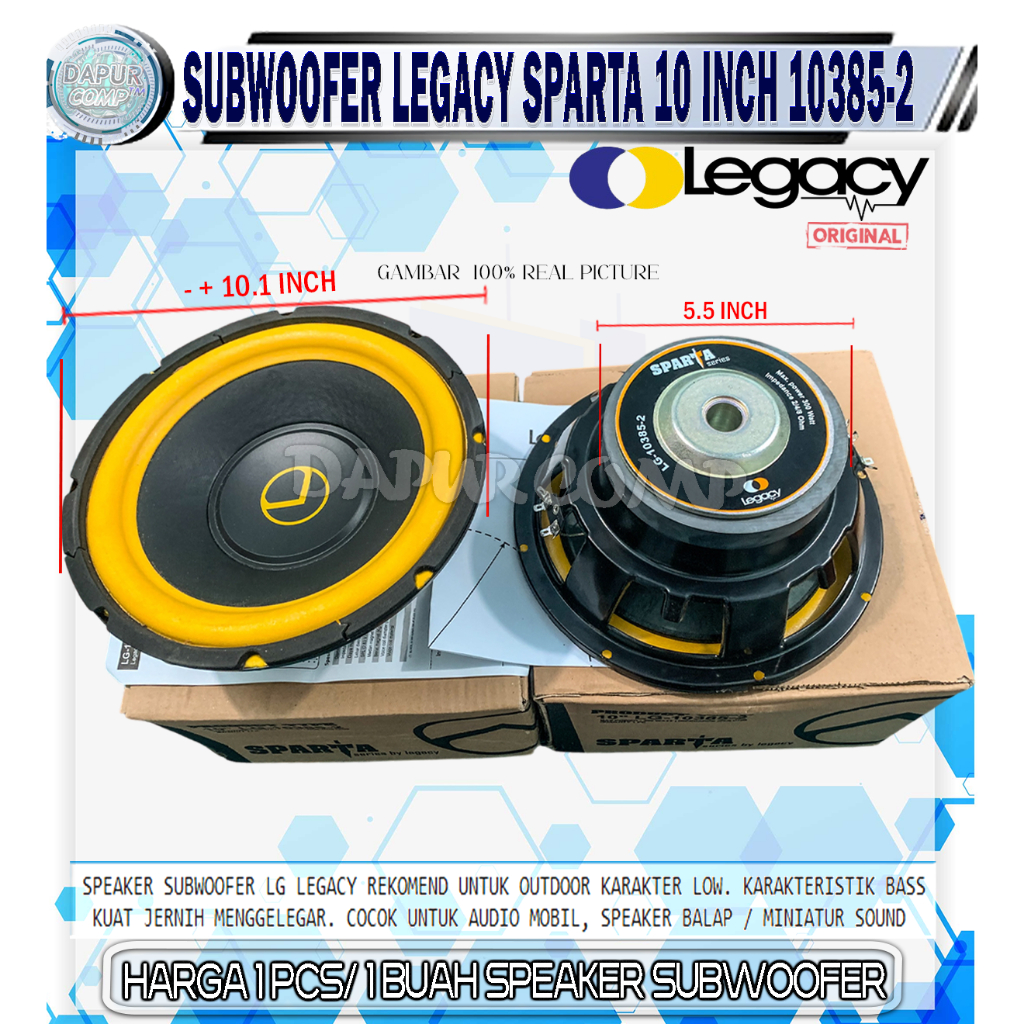 SPEAKER LEGACY SPARTA 10 INCH SUBWOOFER DOUBLE COIL 10385-2