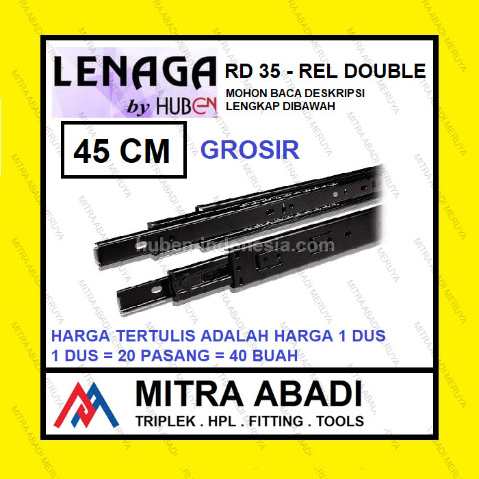 GROSIR Rel Laci Full Extension LENAGA by HUBEN RD35 - 45 CM