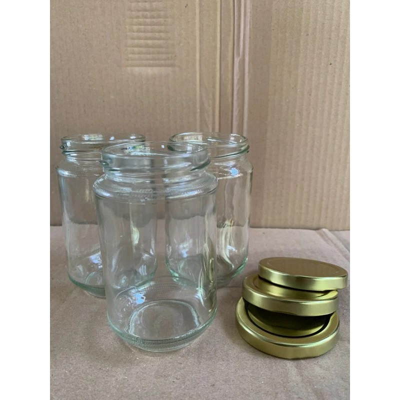 Botol kaca jar 300ml / toples 300ml tutup seng gold / jar kaca 300ml /