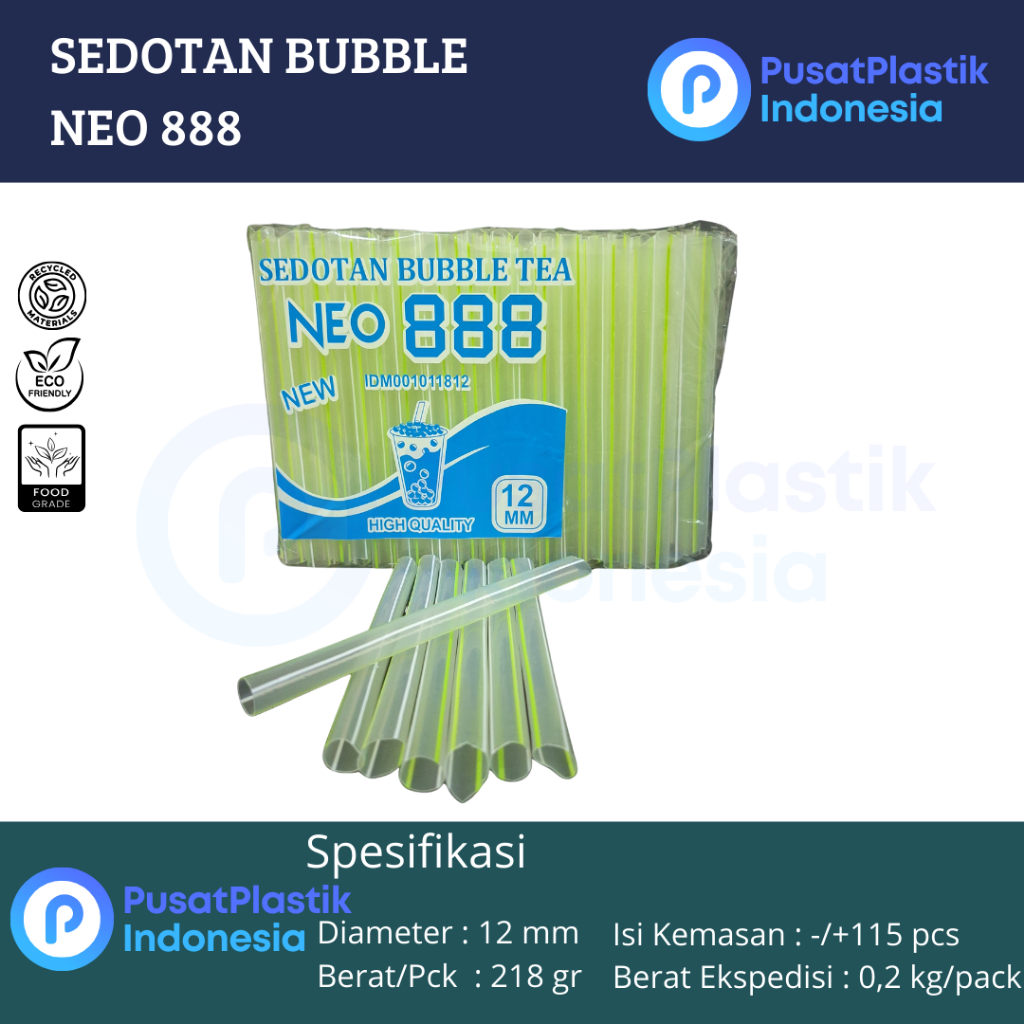 Sedotan Bubble Warna Warni 12mm Panjang 18cm / Sedotan Pop Ice Boba / Sedotan Plastik Murah Warna Wa
