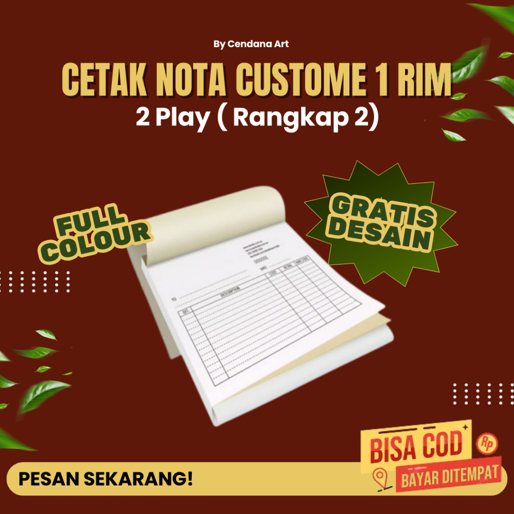 

cetak nota custom 2 ply 1 rim nama usaha toko sendiri by cendana art