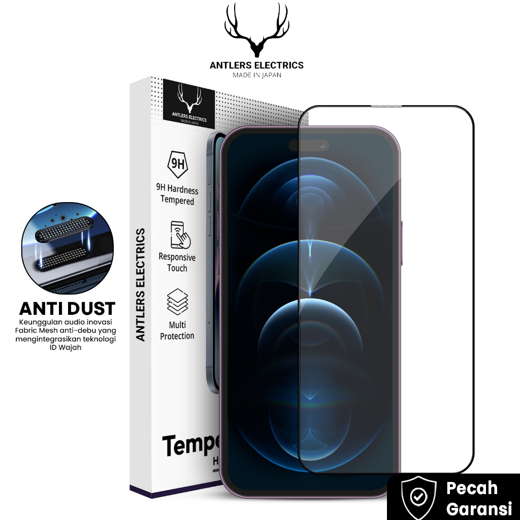 Antlers Electrics Anti Dust Tempered Glass Screen Protector Anti Gores Untuk Iphone 16 16 PLUS X XS 