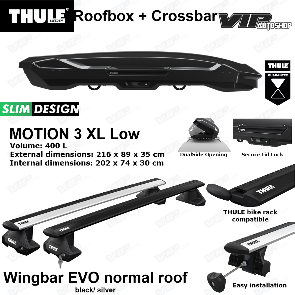 Roof Box THULE Original MOTION 3 XL LOW Slim + Crossbar Innova Reborn / Venturer 2026-2025 Roof Rack