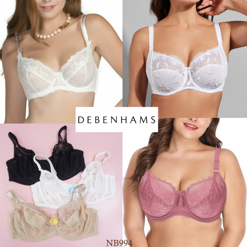 PROMO Bra Wanita Kawat Tanpa Busa DEBENHAMS Cup 3/4 Mix Lace Big Size 32DD S/D 40J Non Padded
