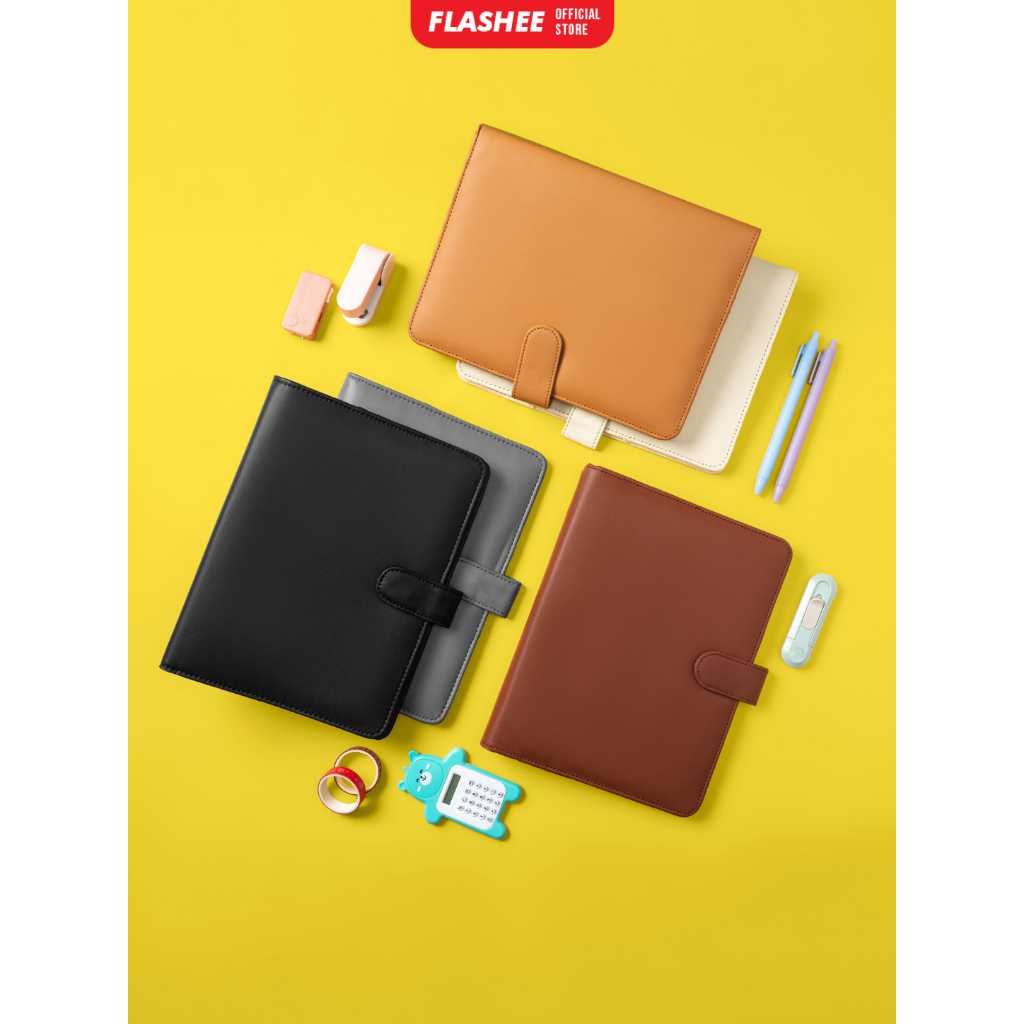 

Flashee Binder Polos A5 20 Ring Agenda Kulit Sintetis Buku A5 Krem Catatan Sekolah