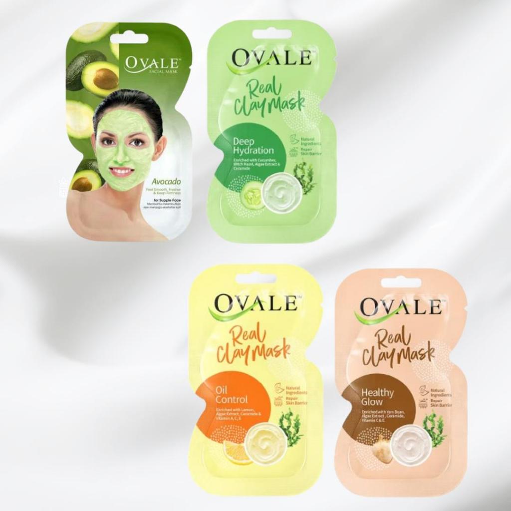 OVALE Facial Mask 15gr - Masker Wajah - Lemon - Avocado Alpukat - Cucumber Timun - Yam Bean Bengkoan