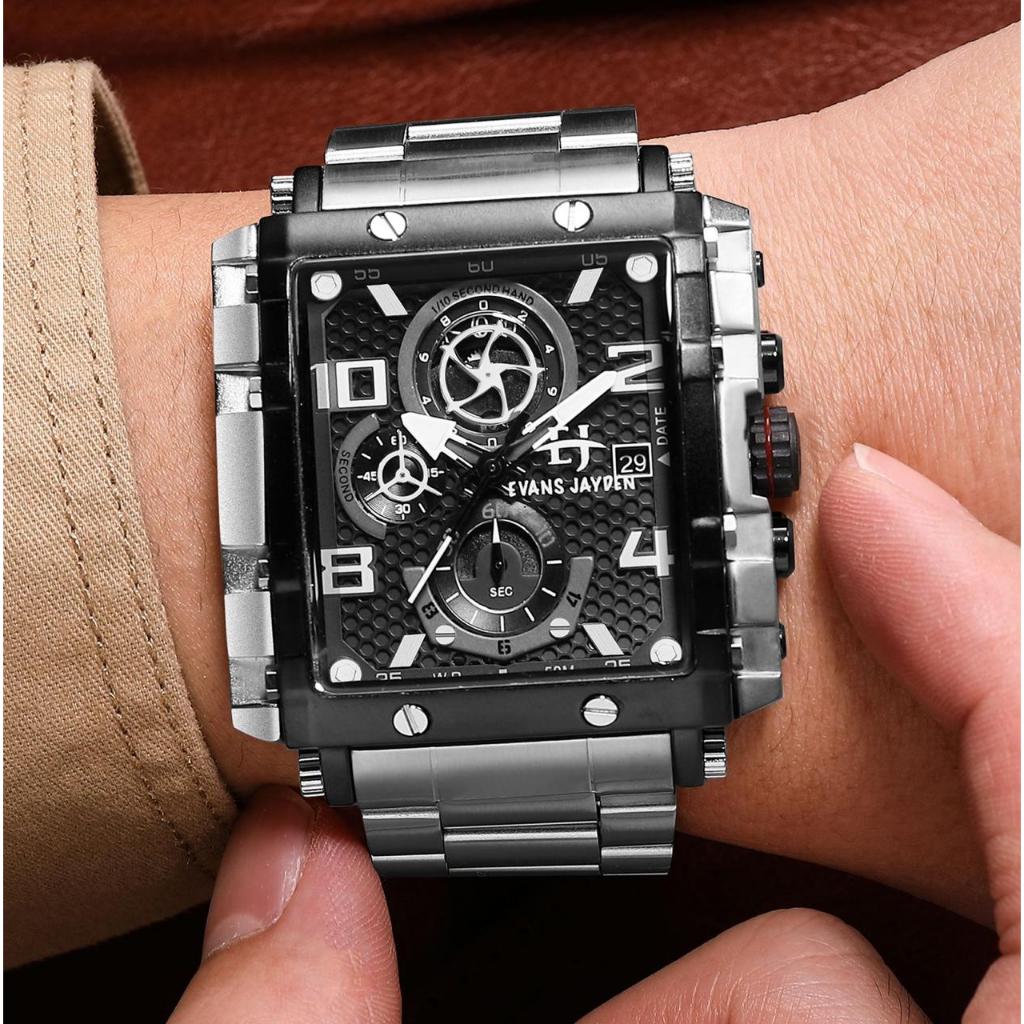 Big Sale  Jam Tangan Pria Evans Jayden 9557 Stainless Stell Kaca Sapphire Water Resistant 5ATM