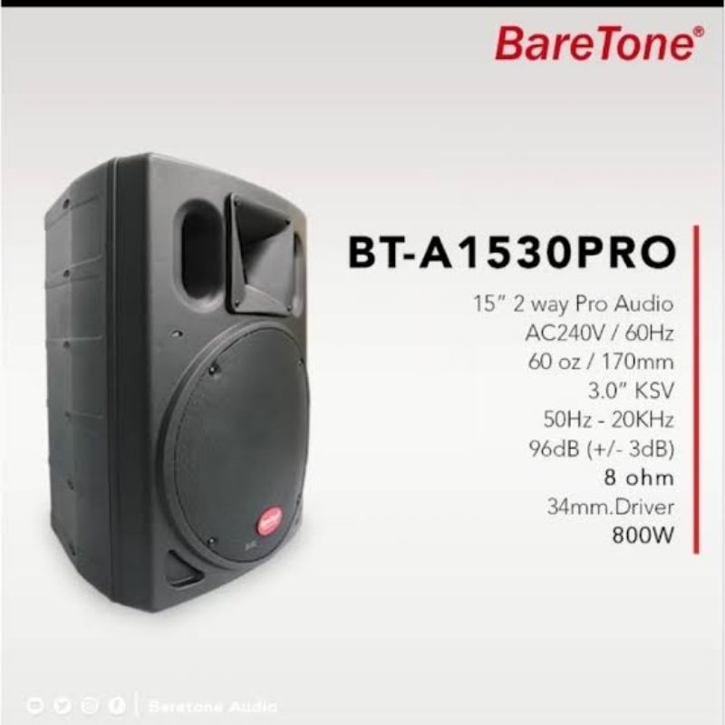 Speaker Aktif Baretone BT-A1530PRO 15 inch RMS 800watt Baretone BT-A1530PRO Original