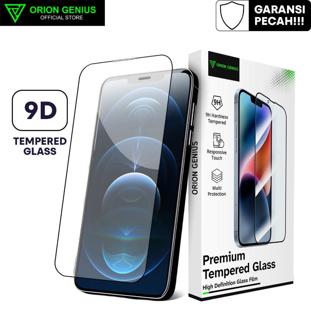Orion Genius Anti Gores Tempered Glass 9D Pelindung Layar Handphone for iPhone 11 PRO Full Cover Pre