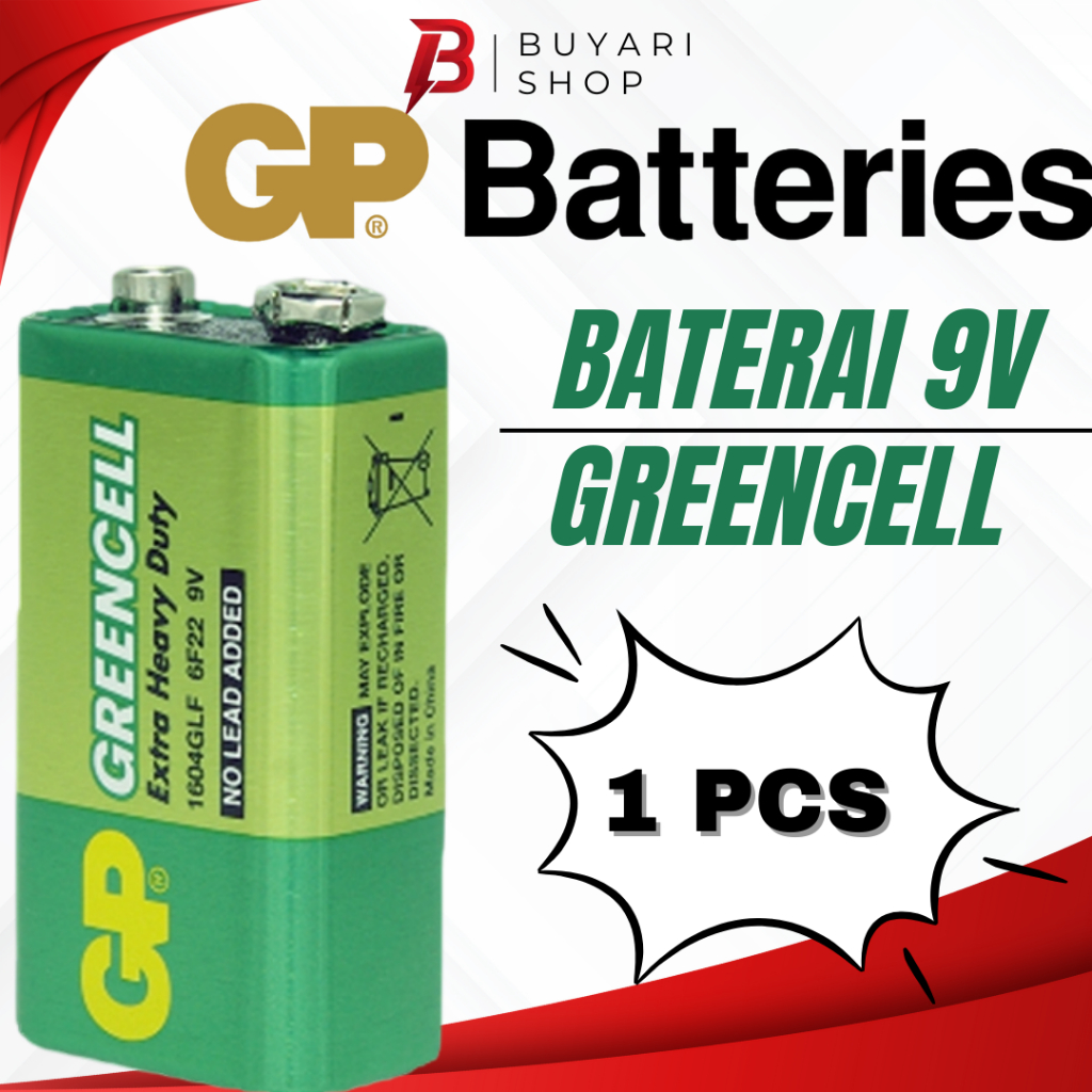 Baterai 9V 9 Volt GP Greencell Batre Kotak 9V 9 Volt Greencell GP Batre Mic Microphone 9V 9 Volt