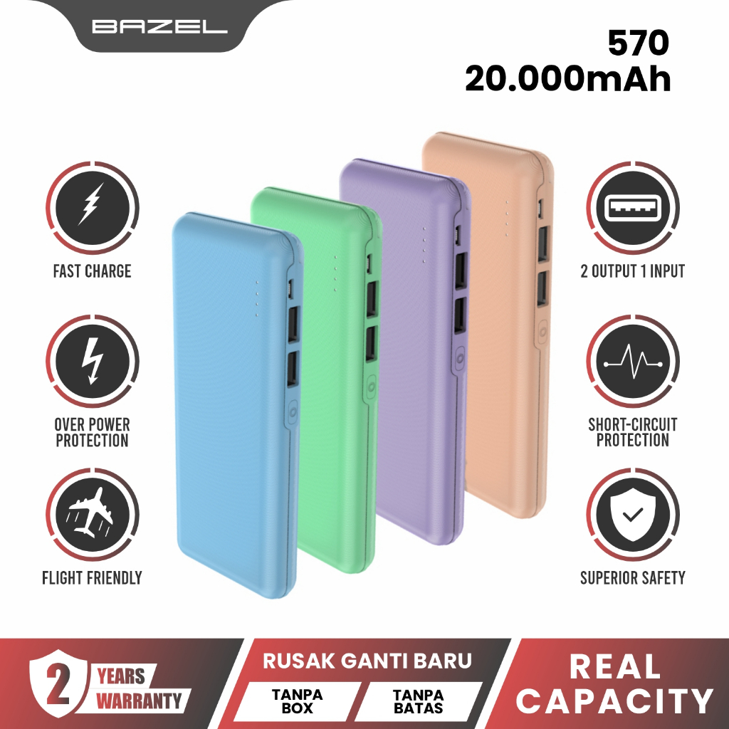Bazel 570 Series  Powerbank 20000 mAh  Small Power Bank Garansi Resmi 1 Tahun
