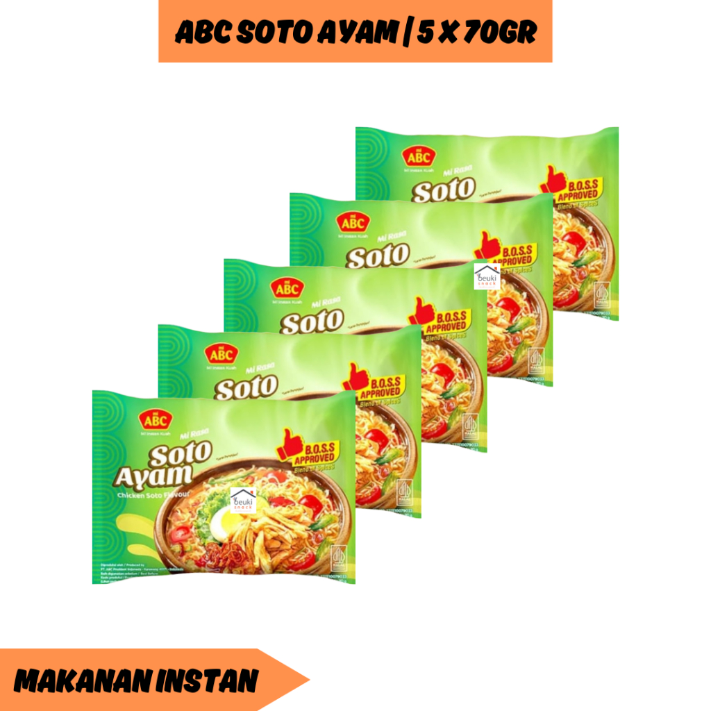 

5PCS Mi ABC Mi Instan Kuah Rasa Soto Ayam