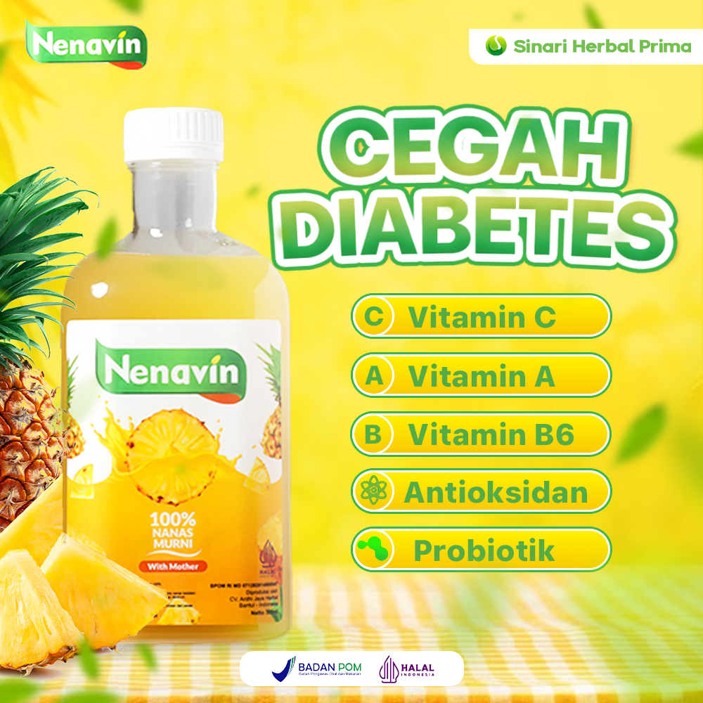 

Nenavin Cuka Nanas - Efektif Atasi Diabetes & Turunkan Gula Darah - Halal & Terdaftar BPOM - Paket 1 Botol