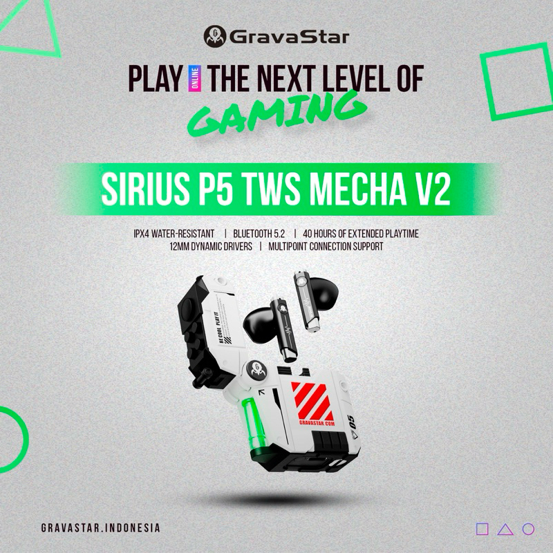 GravaStar Sirius P5 TWS Earbuds Defense Mecha V2 White