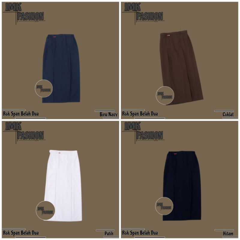 Rok span panjang belah dua seragam sekolah SMP/MTS SMA/SMK KULIAH KERJA warna Biru Coklat Hitam Puti