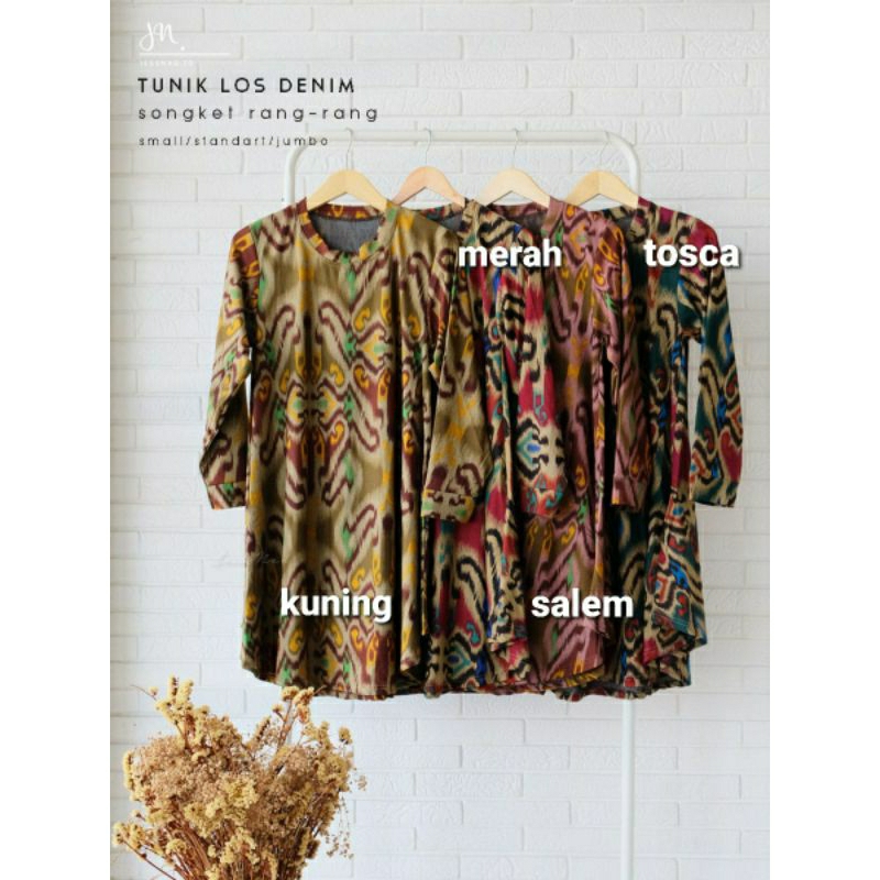 Tunik Jess Nad denim S/M, songket rang-rang