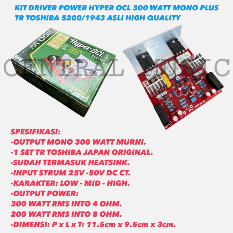 KIT DRIVER POWER HYPER OCL 300 WATT MONO PLUS TR TOSHIBA 5200/1943 ASLI HIGH QUALITY