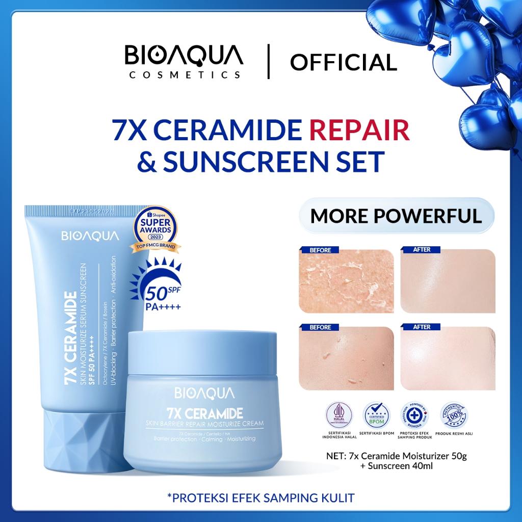 BIOAQUA Cosmetics  7X tone up sunscreen mencerahkan wajah gel SPF 50 pa++++  moisturizer night cream