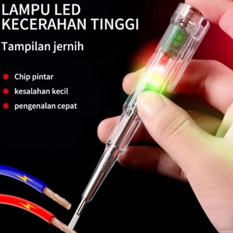 Tespen Dual LED Tester Listrik Pen AC DC Tespen Obeng