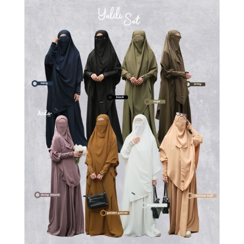 Yalili set series Azda, gamis Yalili Azda, Gamis syari polos