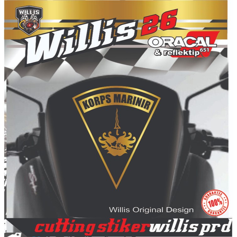 Sticker Cutting KORPS MARINIR STIKER WINDSHIELD MOTOR PCX NMX DLL