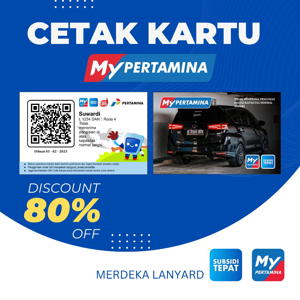

Cetak Kartu My Pertamina bahan Pvc tebal / cetak barcode pertamina/ Satuan