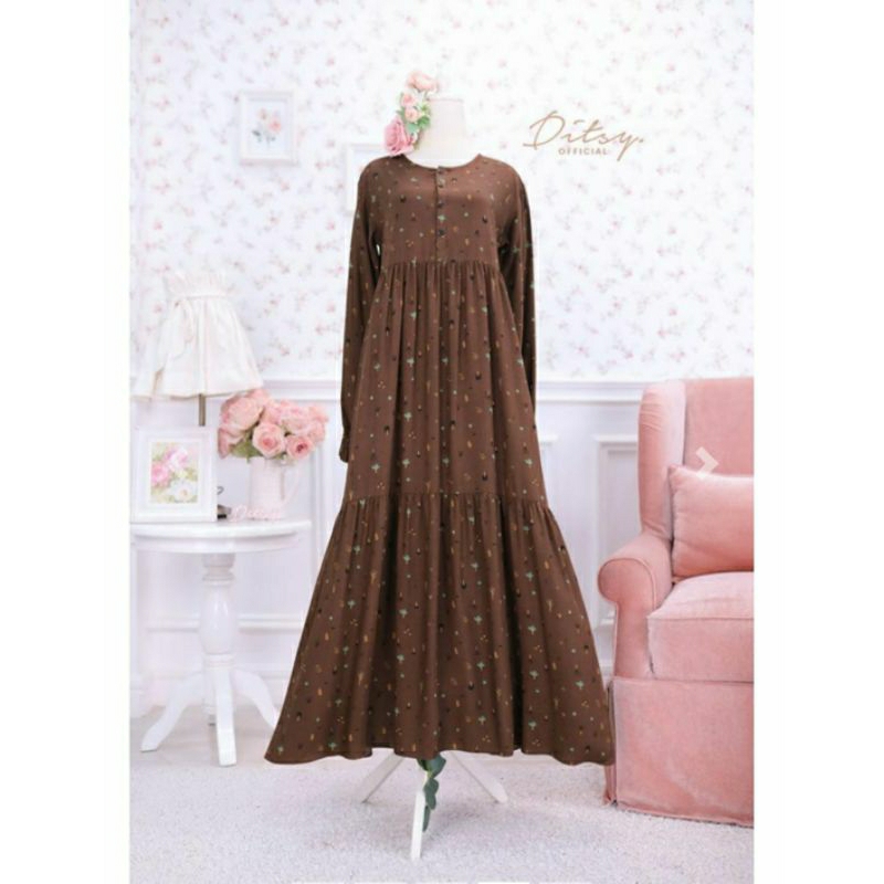 Ditsy Sunnila espresso_Gamis Wanita_Ditsy_Sunnila espresso