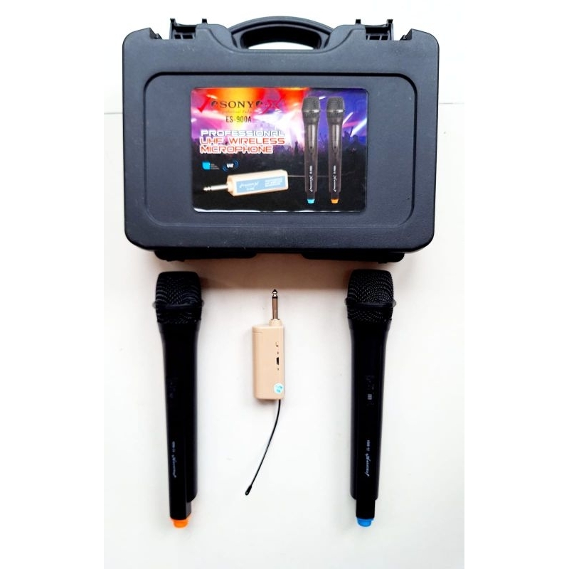 Mic wireless 2 mic ES 900A Microphone  wireless tanpa kabel