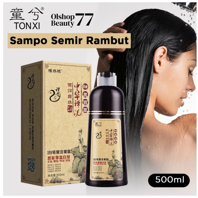 SAMPO SEMIR RAMBUT TONGXI PENGHITAM RAMBUT PENGHILANG UBAN 500 ML