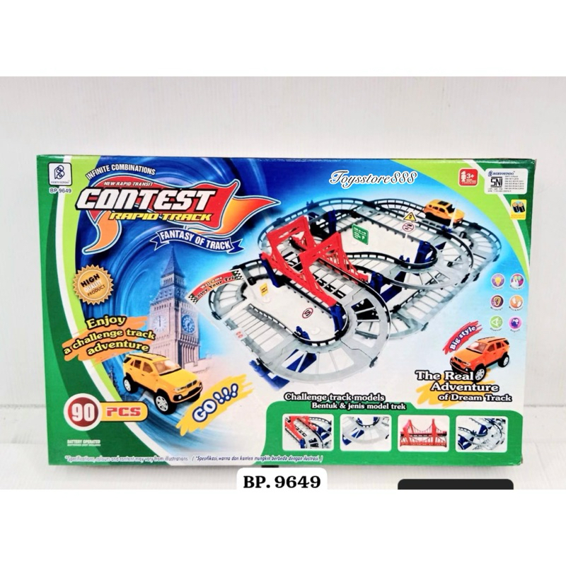 Mainan Rapid Track contest 90 pcs track set mainan mobil mobilan lintasan kado anak