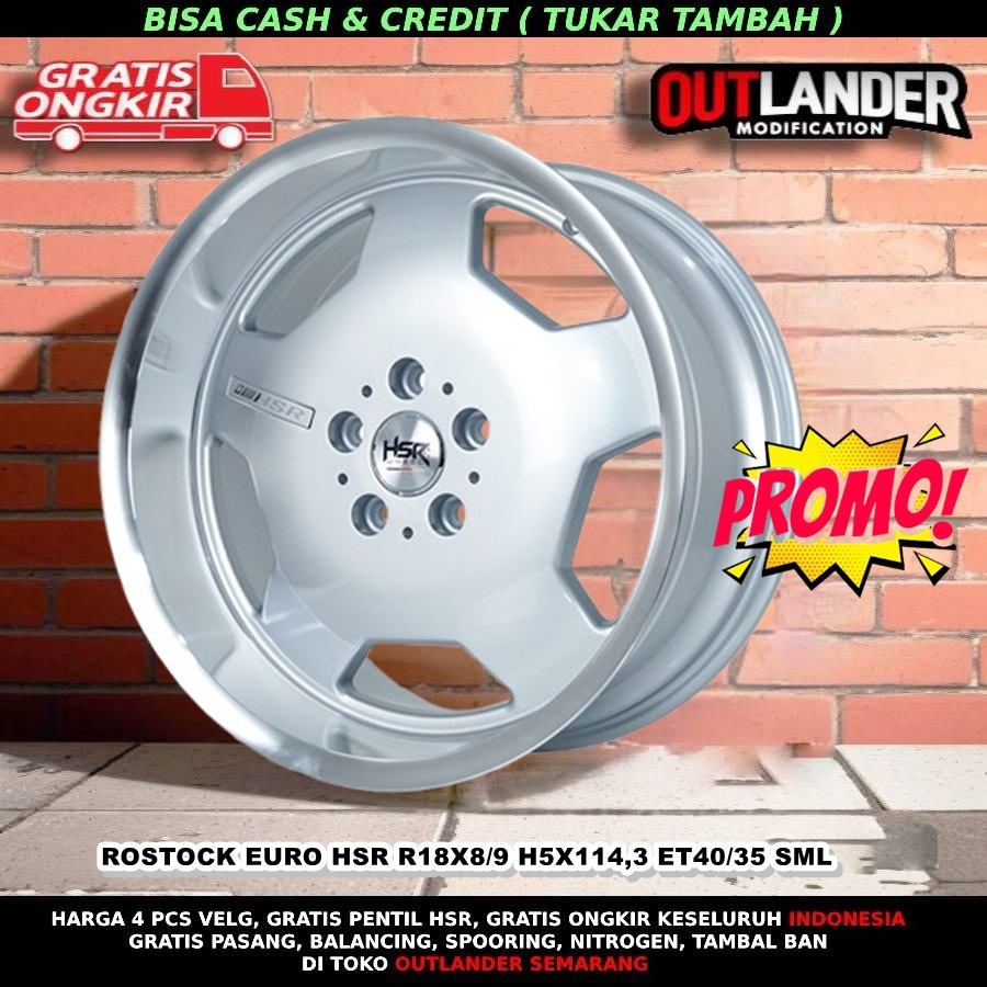 Velg Mobil Ring 18 Innova Accord Civic Stream HSR Rostock Euro R18 Silver / Velg Mobil Accord R18