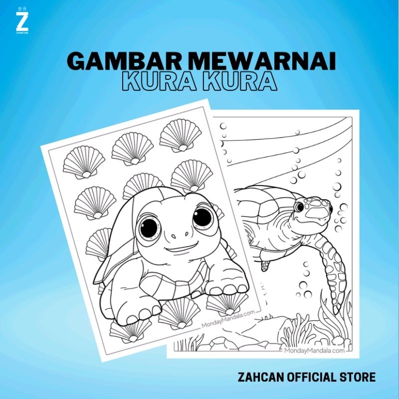 

Kertas Gambar Mewarnai A4 [ Kura Kura ]