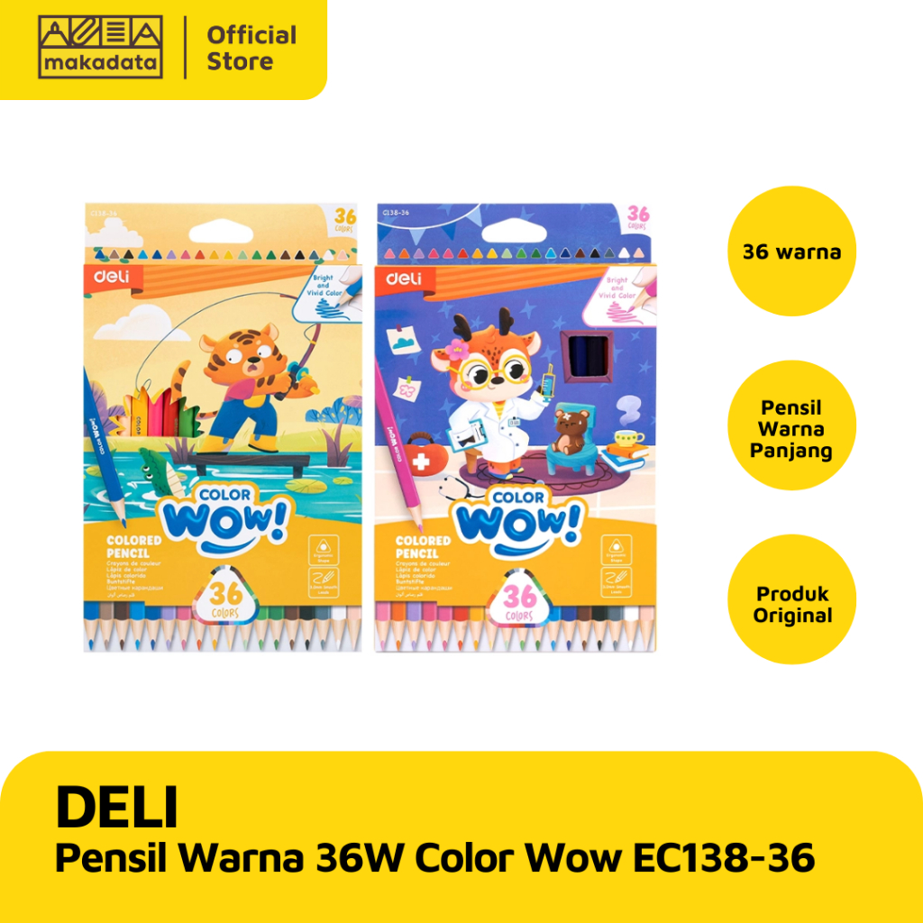 

COLOUR PENCIL / PENSIL WARNA DELI COLOR WOW 36 WARNA PANJANG EC138-36 MURAH