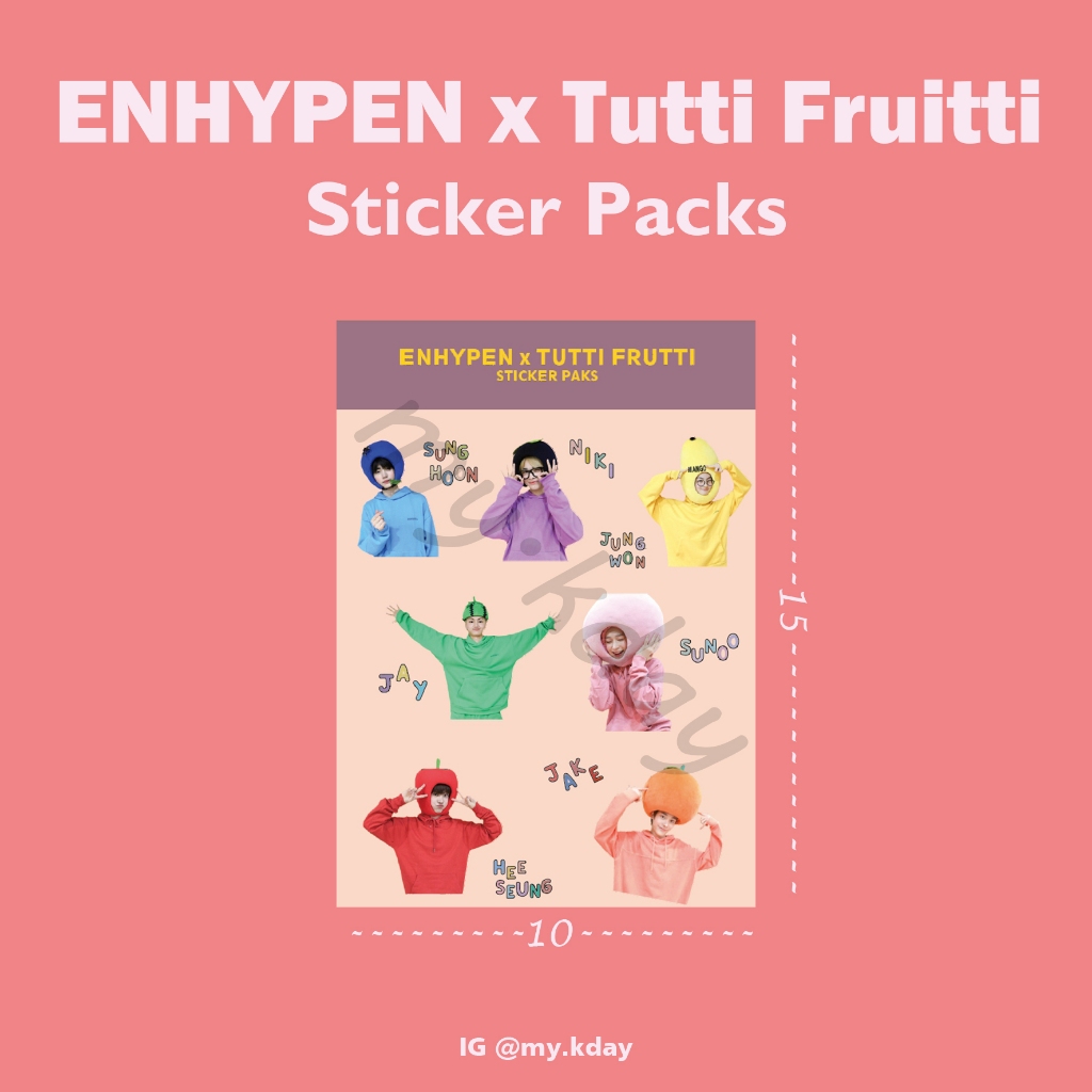 

ST-0024, Unofficial Sticker Stiker Enhypen Enhypen x Tutti Frutti Kiss Cut
