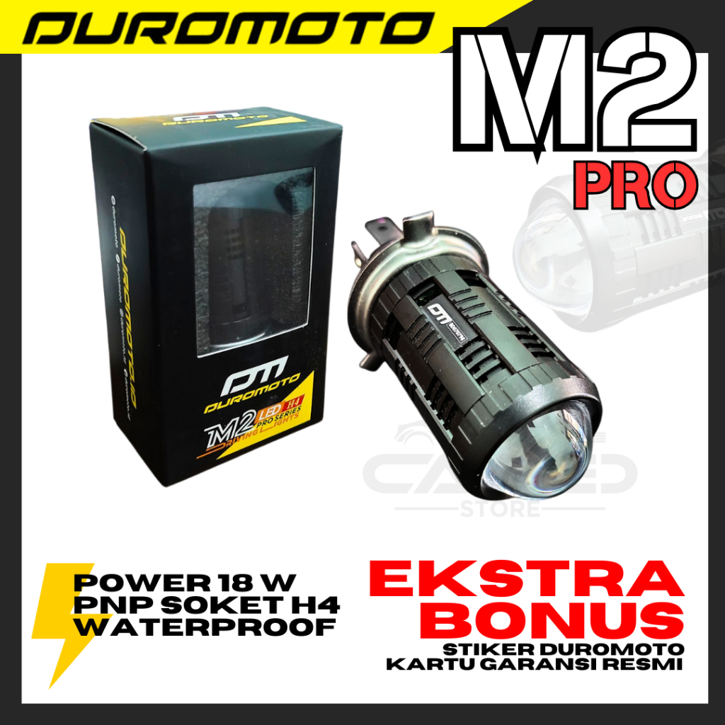 DUROMOTO M2 PRO SERIES 18 WATT LAMPU LED H4 LAMPU TEMBAK PROJECTOR NEW WATERPROOF ORIGINAL LAMPU SOR