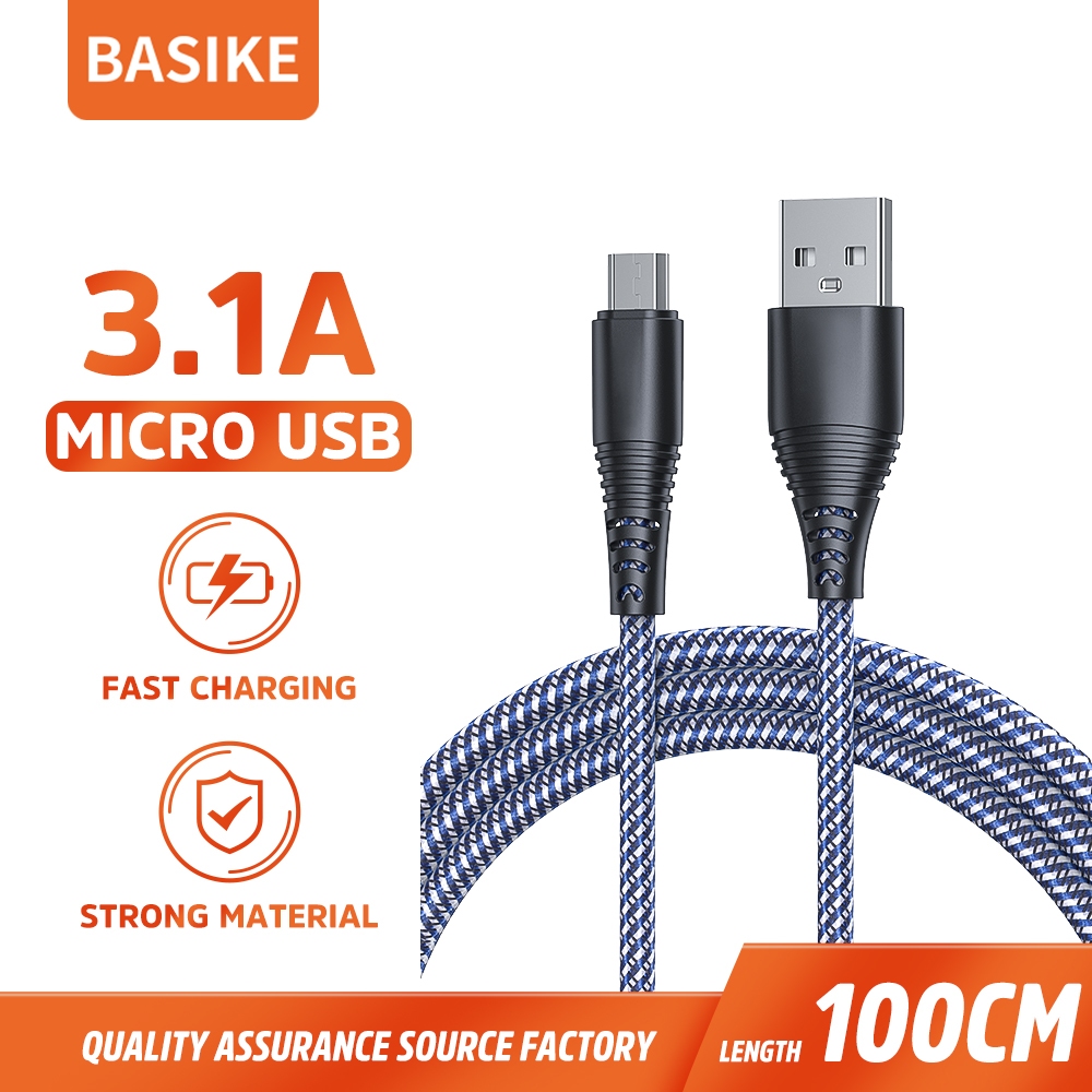 (HOT)BASIKE Kabel Data Type C Micro Lightning 3.1A Fast Charging for iPhone Samsung Xiaomi Vivo Oppo