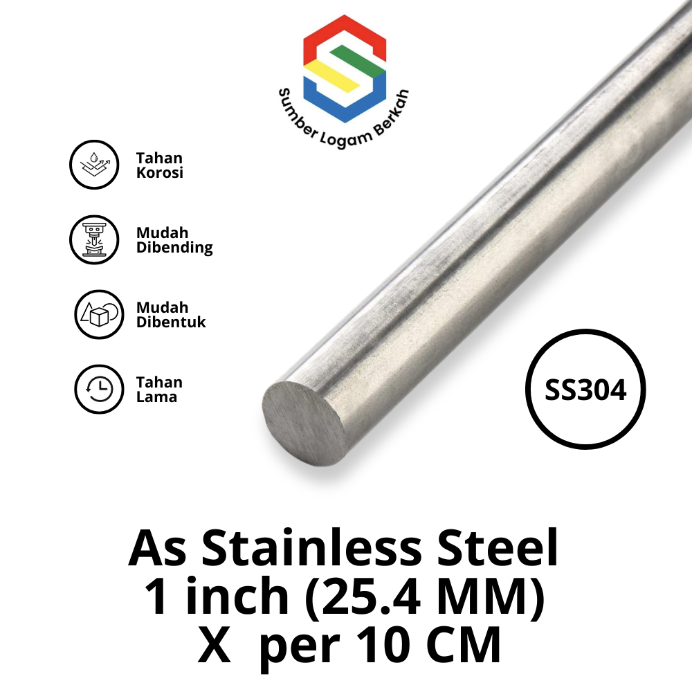 as 1 in (25.4 mm) stainless steel 304