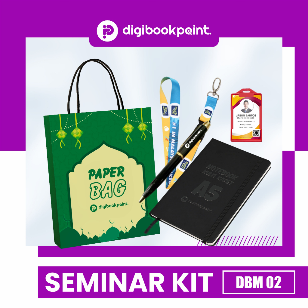 

Paket Seminar Kit Custom isi 4 - Paper bag, Lanyard Printing, Notebook Kulit Karet, Pulpen Besi Grafir - DBM 02