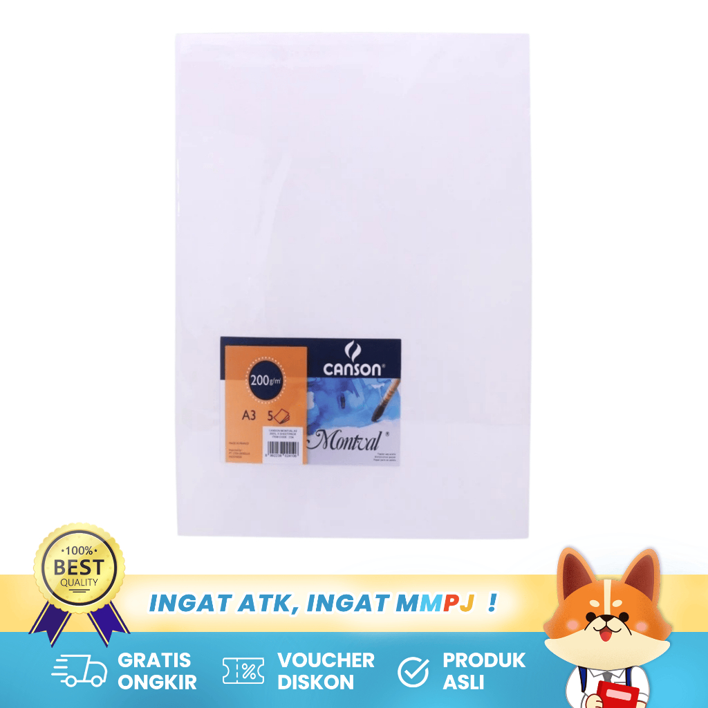 

Canson Montval Watercolor Paper - Kertas Cat Air A3 200 Gsm 5 Sheets C04