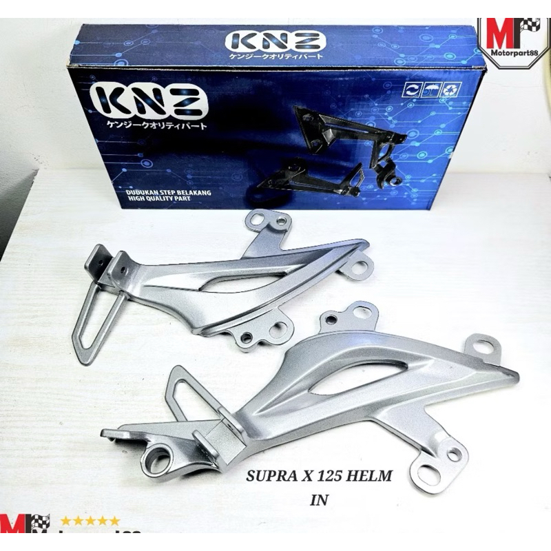 DUDUKAN BREKET PILLION FOOT STEP BELAKANG R L SUPRA X 125 HELM IN KYZ SILVER KNZ gundala helmin step