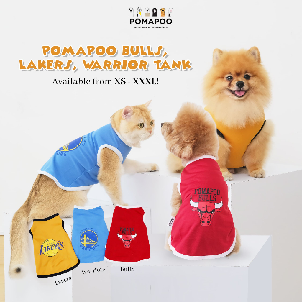 POMAPOO - Baju Kucing dan Baju Anjing Pomapoo Bulls, Lakers, Warrior Tank