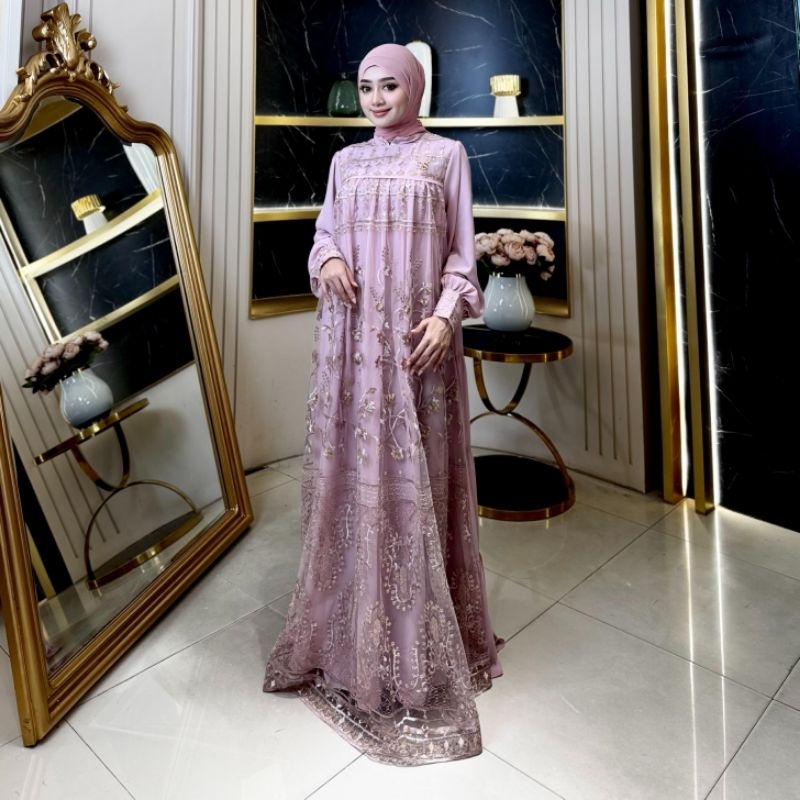 (BISA COD) 100% ORI GAMIS BROKAT BUNGA BY SHELLASAUKIA