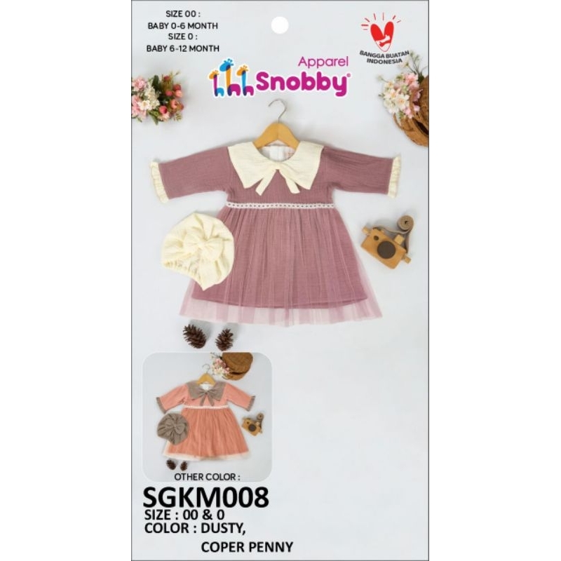 Baju Muslim Snobby Lengan Panjang Set Turban SGKM008 Sz 0-12Bln