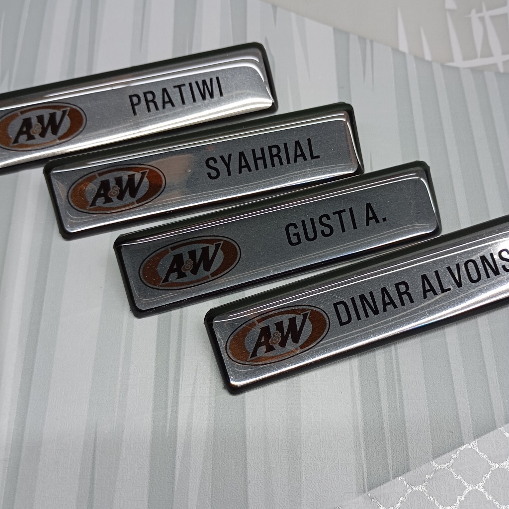 NAMA dan LOGO - Nama Dada Transparan - Papan Nama Dada - Kuningan Stainless Akrilik