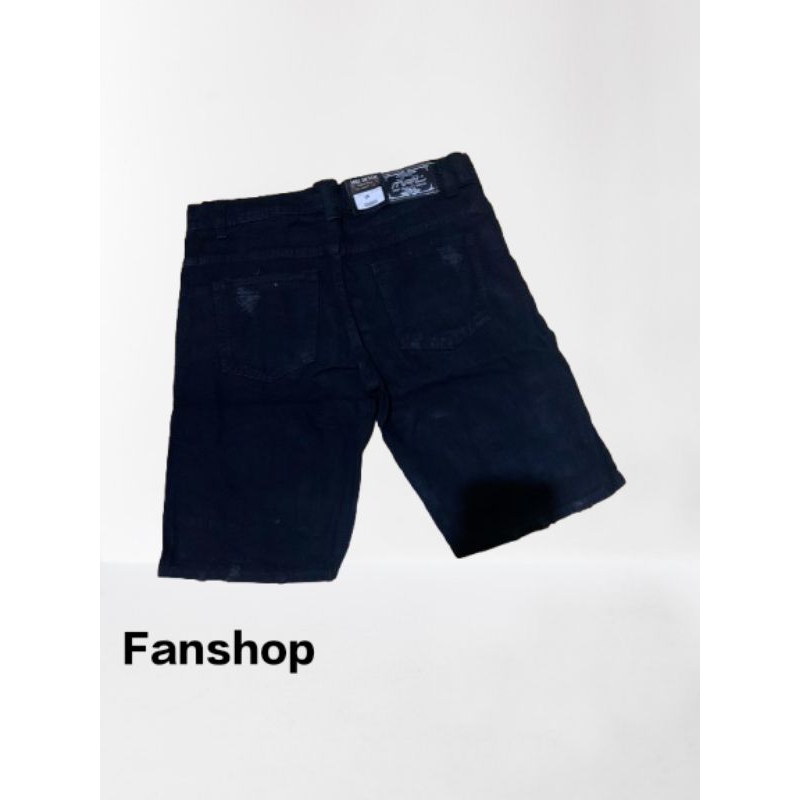 Celana jeans pendek sobek pria celana pendek hitam